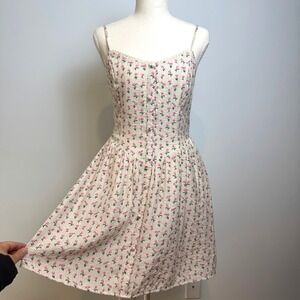 Sienna Sky Mini Dress Small Ditsy Floral Pink Button Front Cottagecore Fairycore